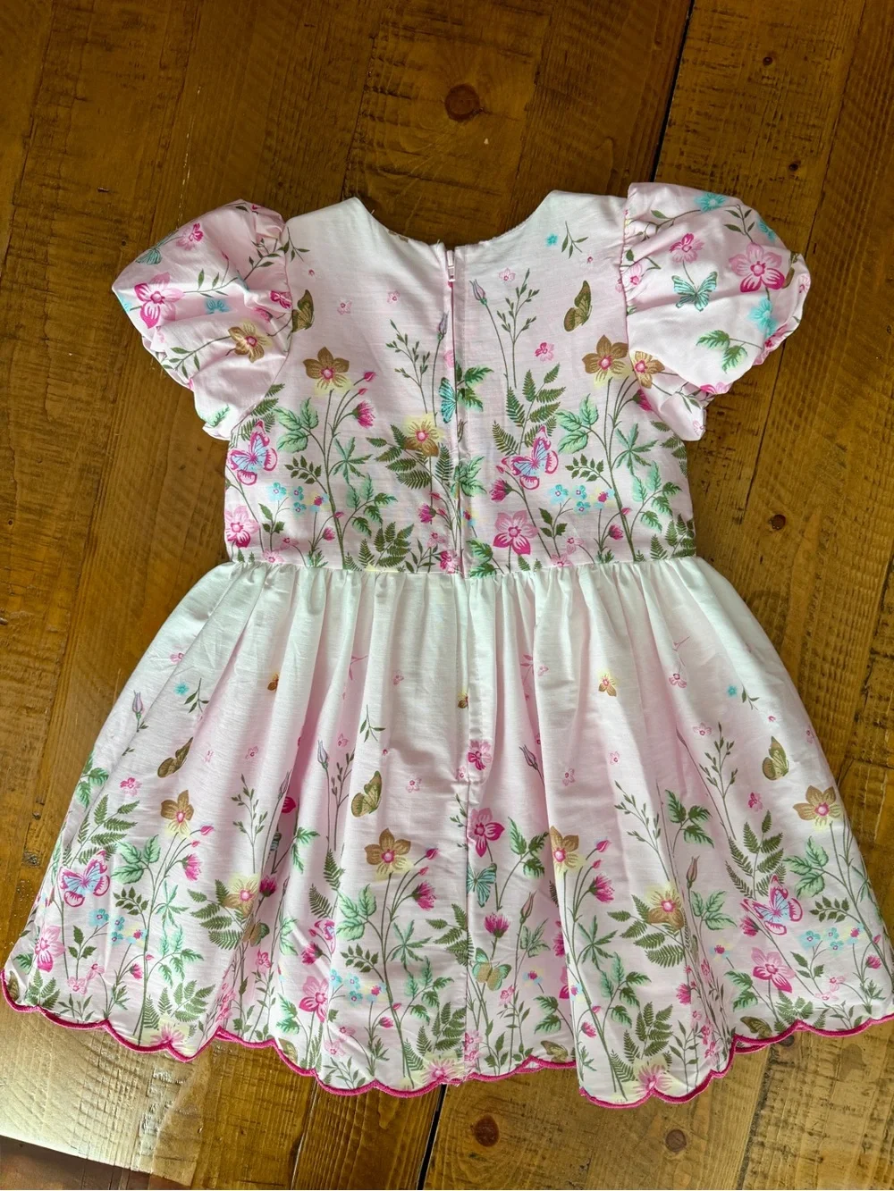 Floral/butterfly girls birthday dress and hat
